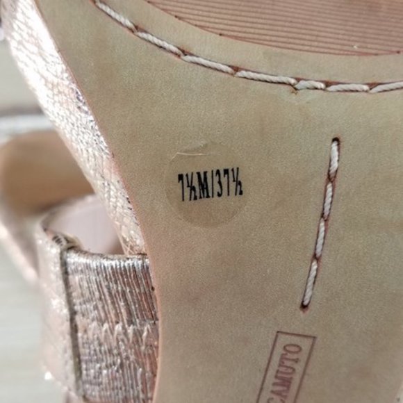 Vince Camuto Ankle Tie Strappy Gold Heels - Picture 4 of 5